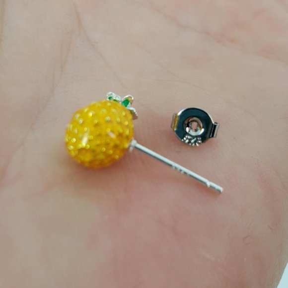 Pineapple .925 Sterling Silver Chic Earrings Studs - Picture 5 of 7